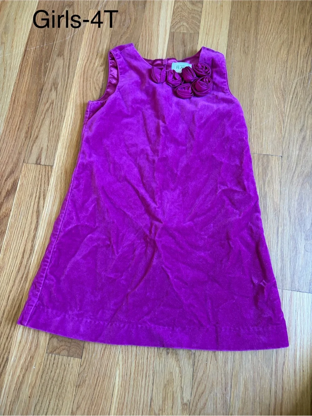 The Children's Place Girls Fuchsia Velvet Rosette Dress